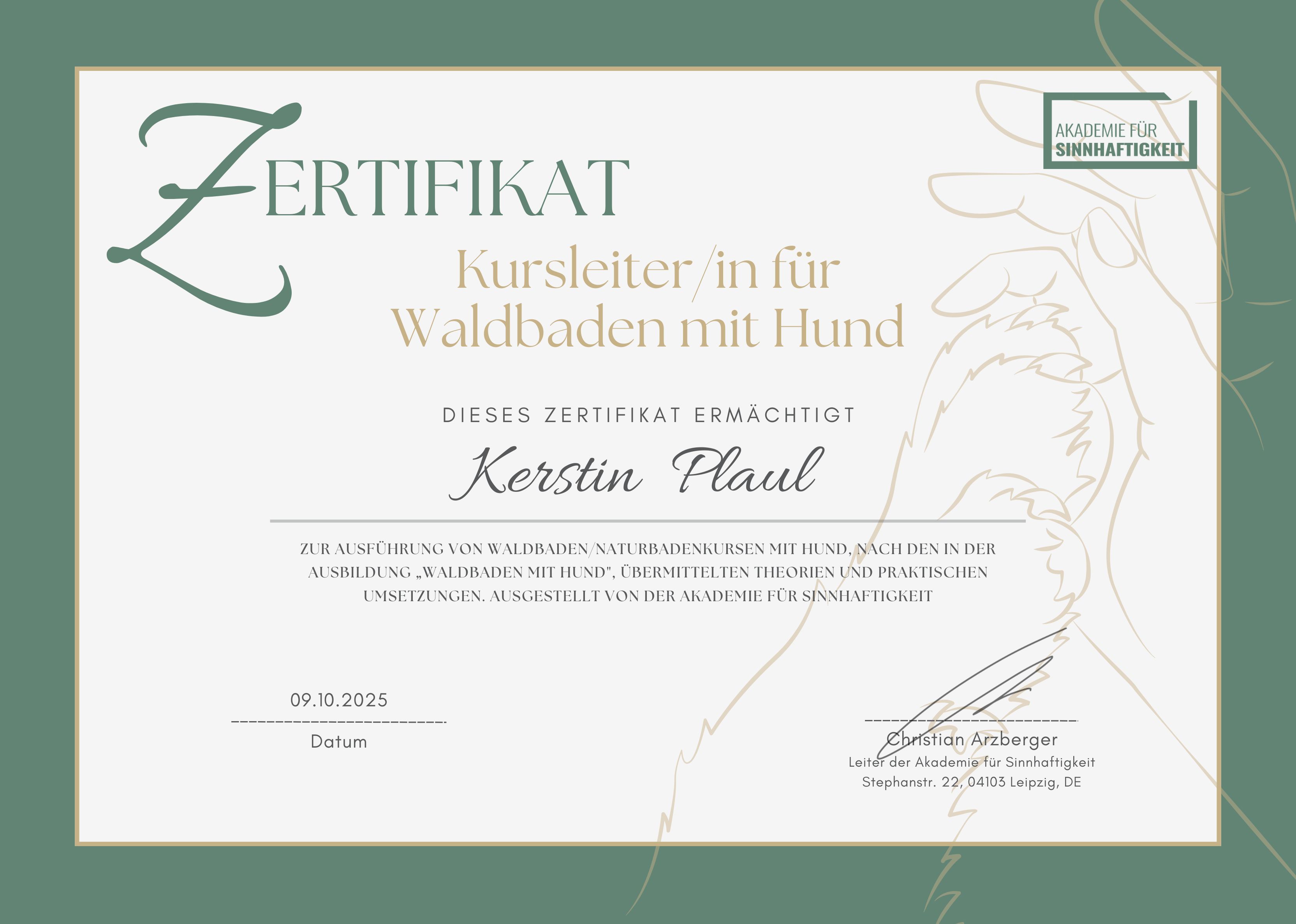 Waldbaden mit Hund Zertifikat